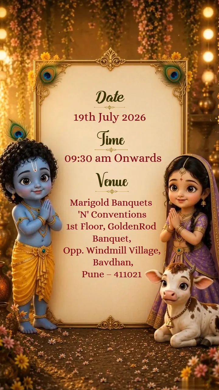 3D Baby Shower Invitation Video with Baby Krishna Animation