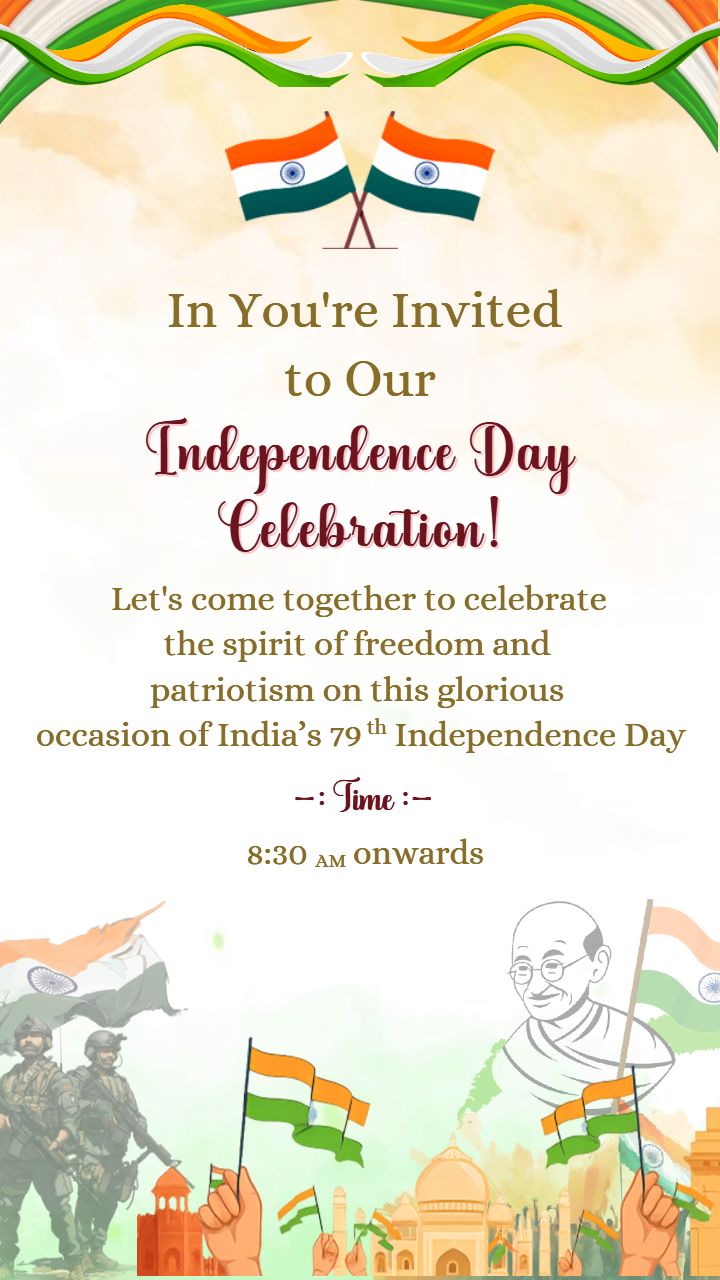 Indian Independence Day Invitation Card Design Online