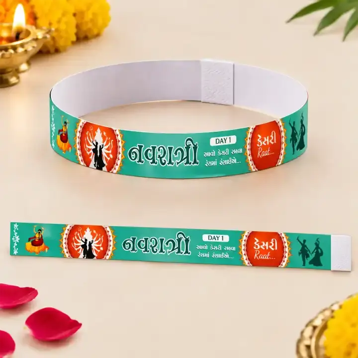 Navratri Paper Wristband Design for Easy Guest Checking