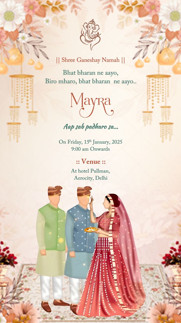 Elegant mayra invitation card template with floral art