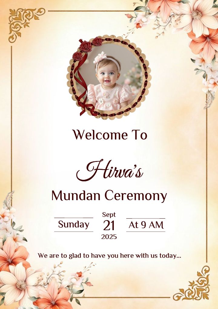 Elegant Baby Mundan Ceremony Welcome Template Design