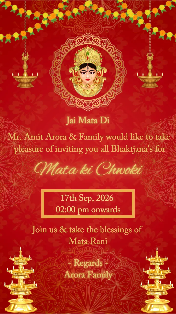 Mata Ki Chowki Invtation Video for Red Design