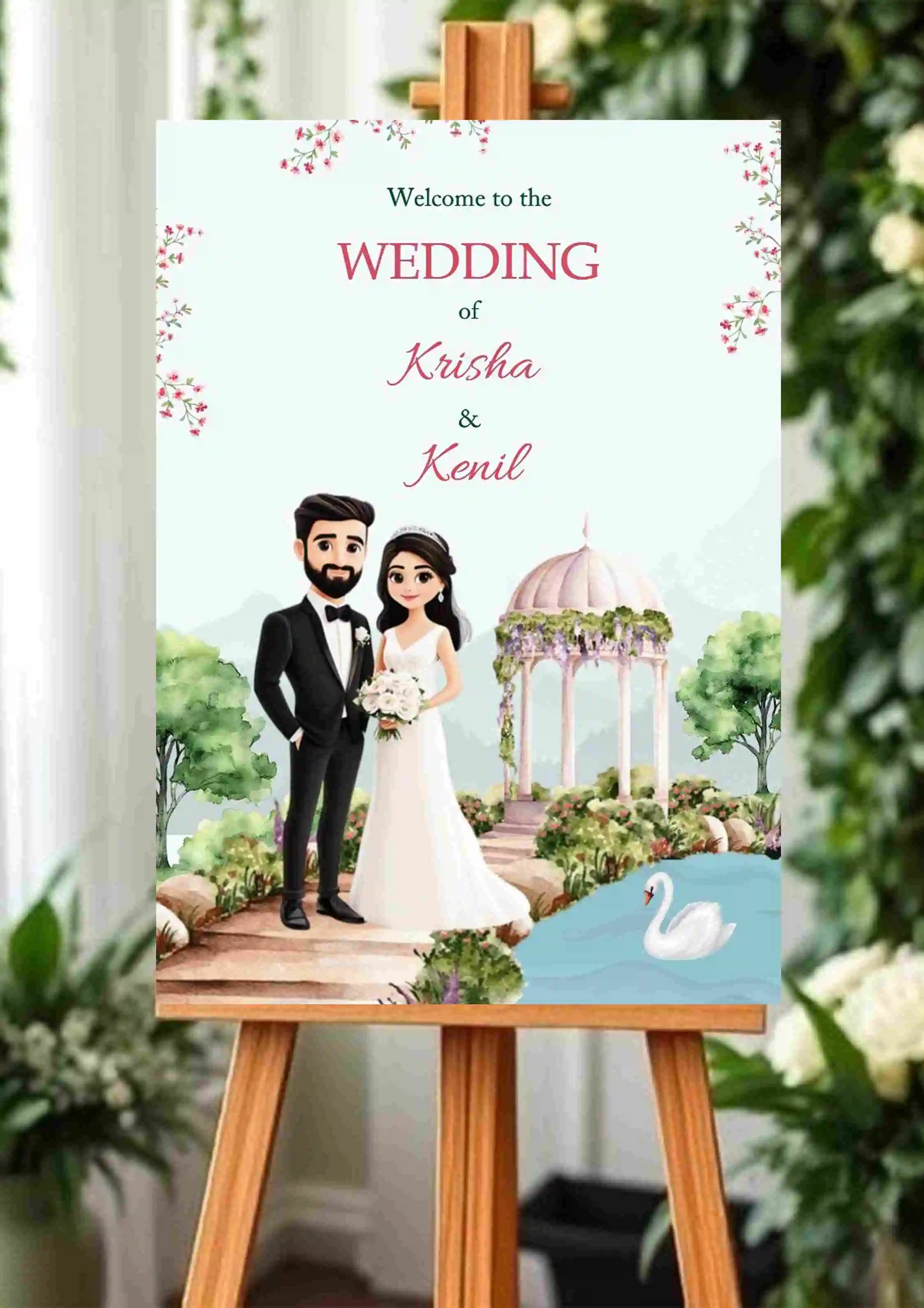 Dreamy Outdoor Wedding Welcome Board Design
