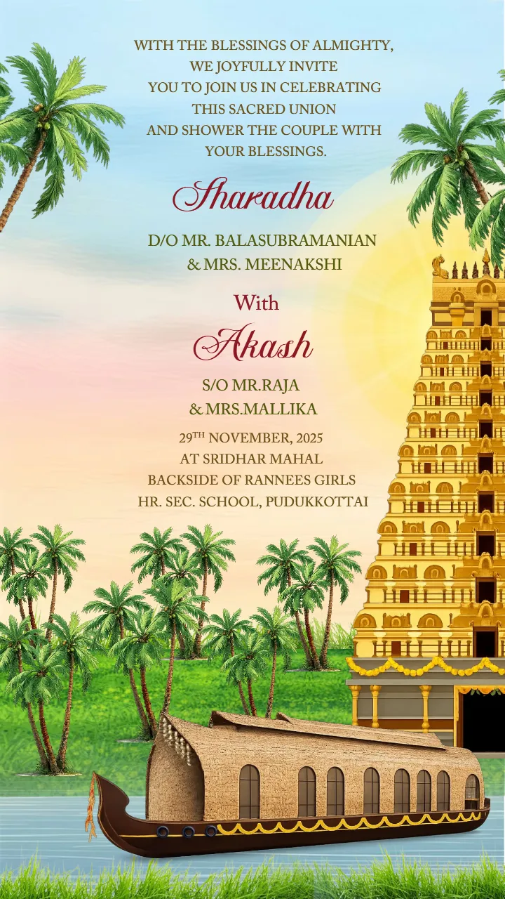 South Indian Style Engagement Invitation Video Design