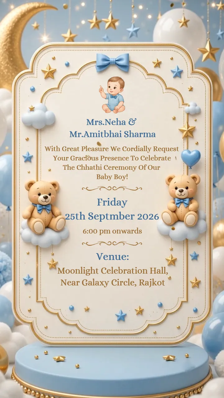3D Chhathi Ceremony Video for Baby Boy Celebration