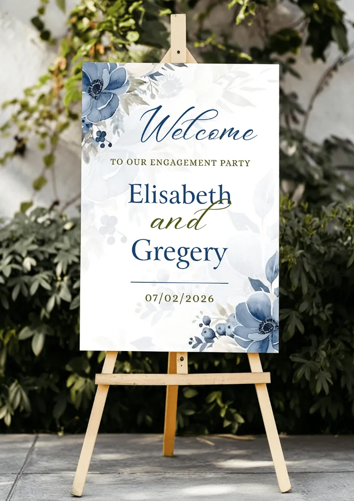 Attractive Engagement Welcome Board with Floral Frame