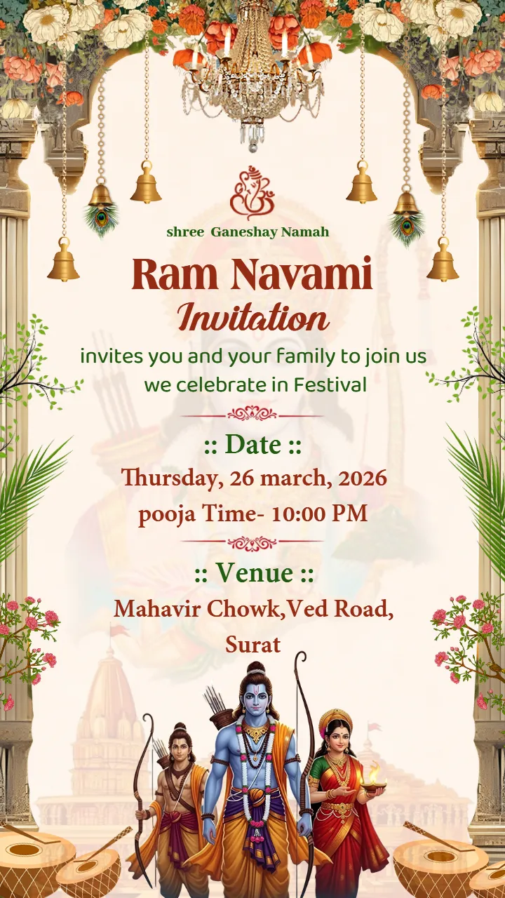 Creative Shree Ram Navami Invitation Card in English HD
