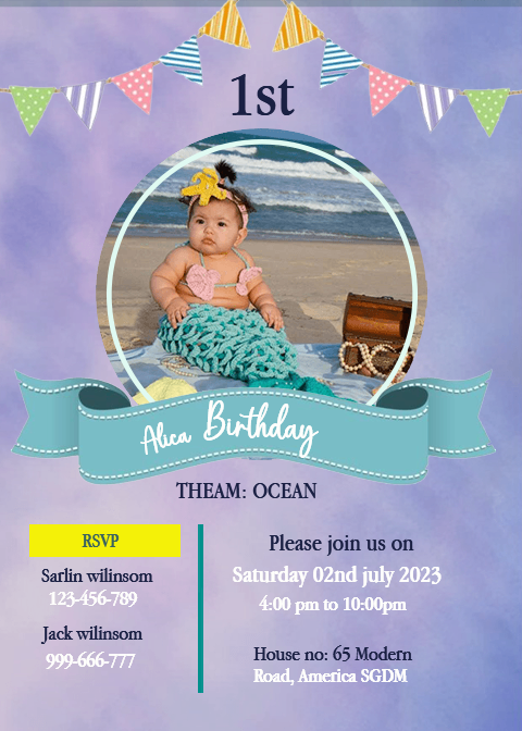 Birthday Girl Invitation Card Template