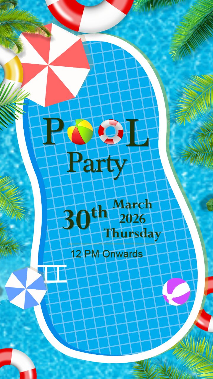 Fun and Bright Pool Party Invitation Card for Summer Fun
