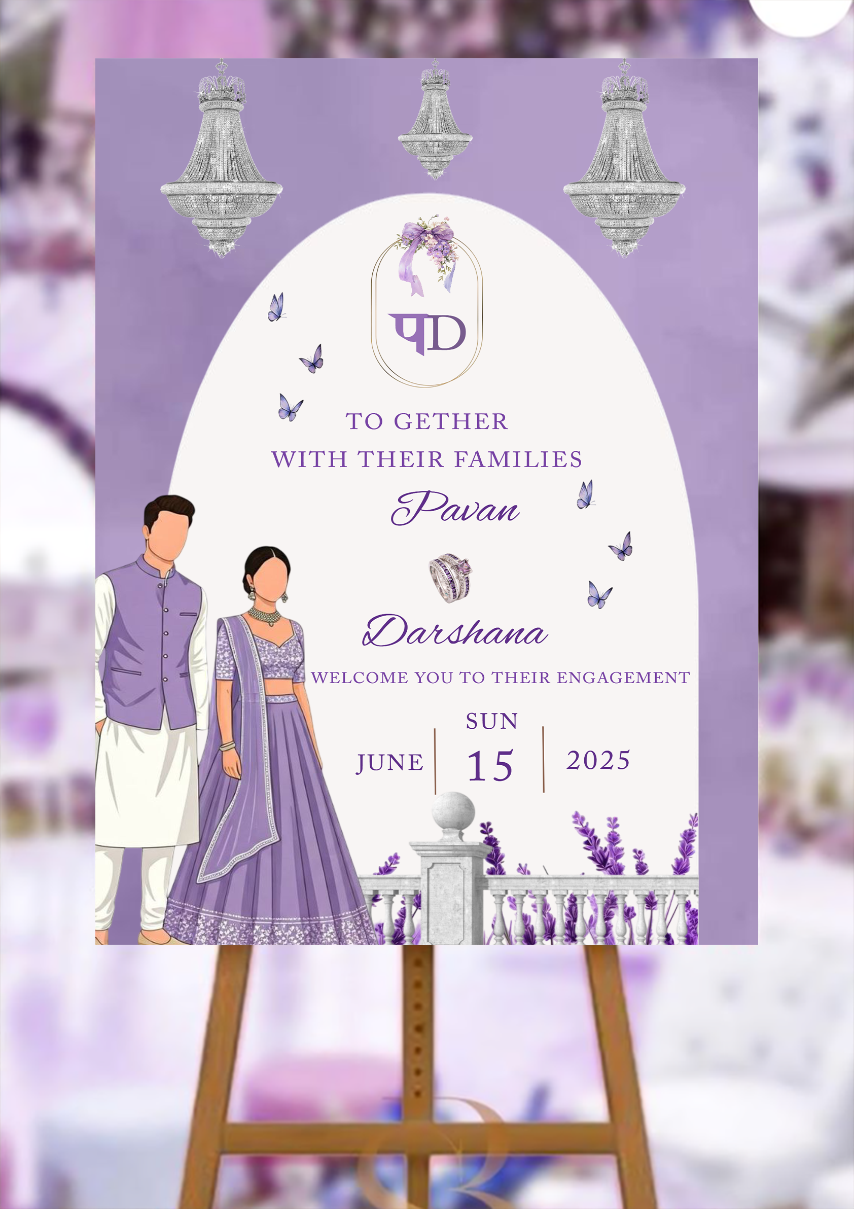 Lavender Theme Engagement Welcome Board for Engagement