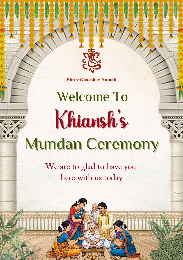 Welcome Board for Mundan Ceremony Ganesh Blessings