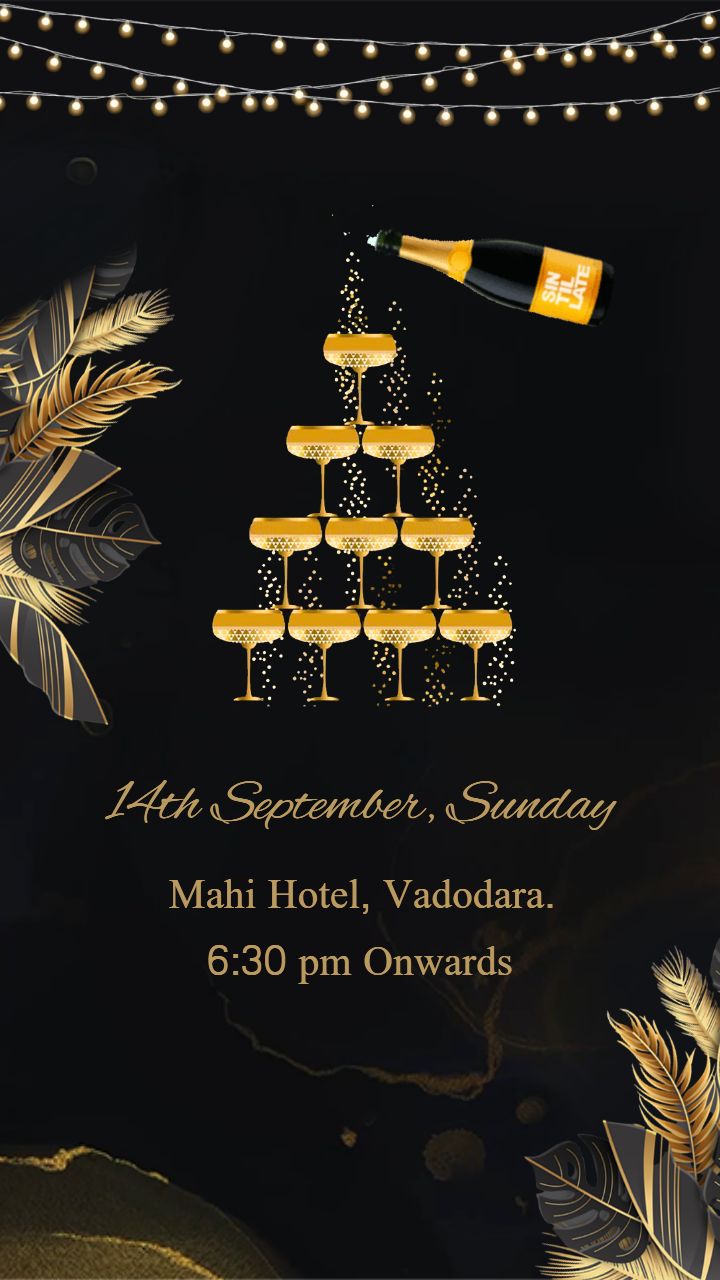 Golden Theme Cocktail Night Party Invitation Template Design