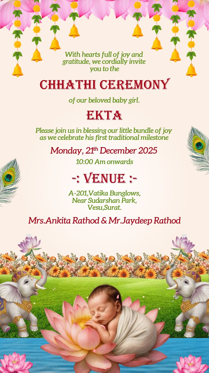Chhathi Invitation Video In English Baby Girl Theme