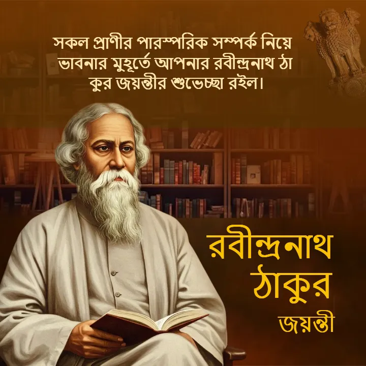 Rabindranath Tagore Jayanti HD Images in Bengali Style Art