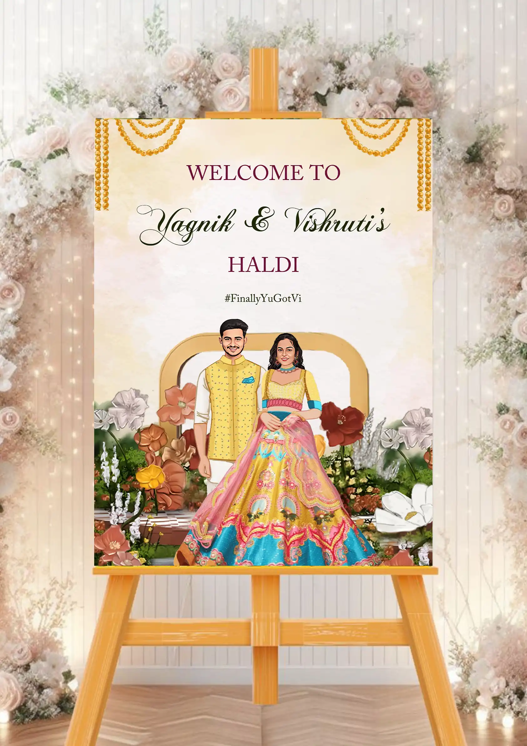 Trending Haldi Welcome Board With Caricature