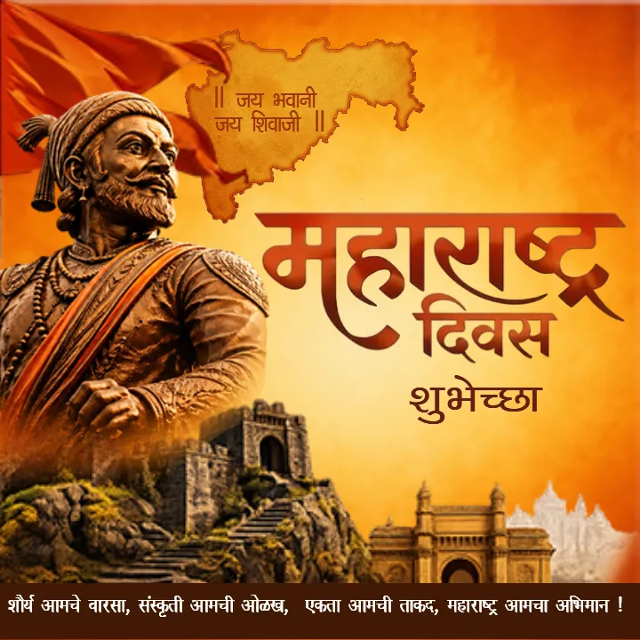 Elegant Maharashtra Sthapana Day Image in Hindi Designs