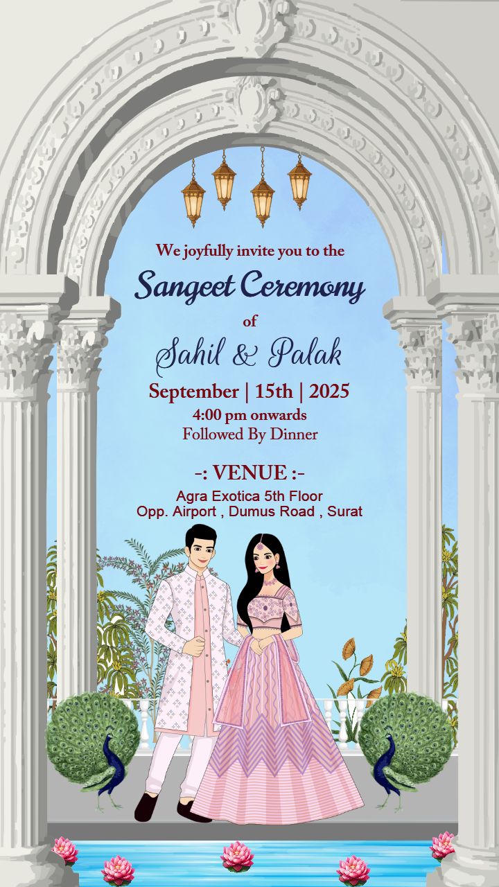 Celebrate Love with Sparkling Sangeet Invitation Card Online