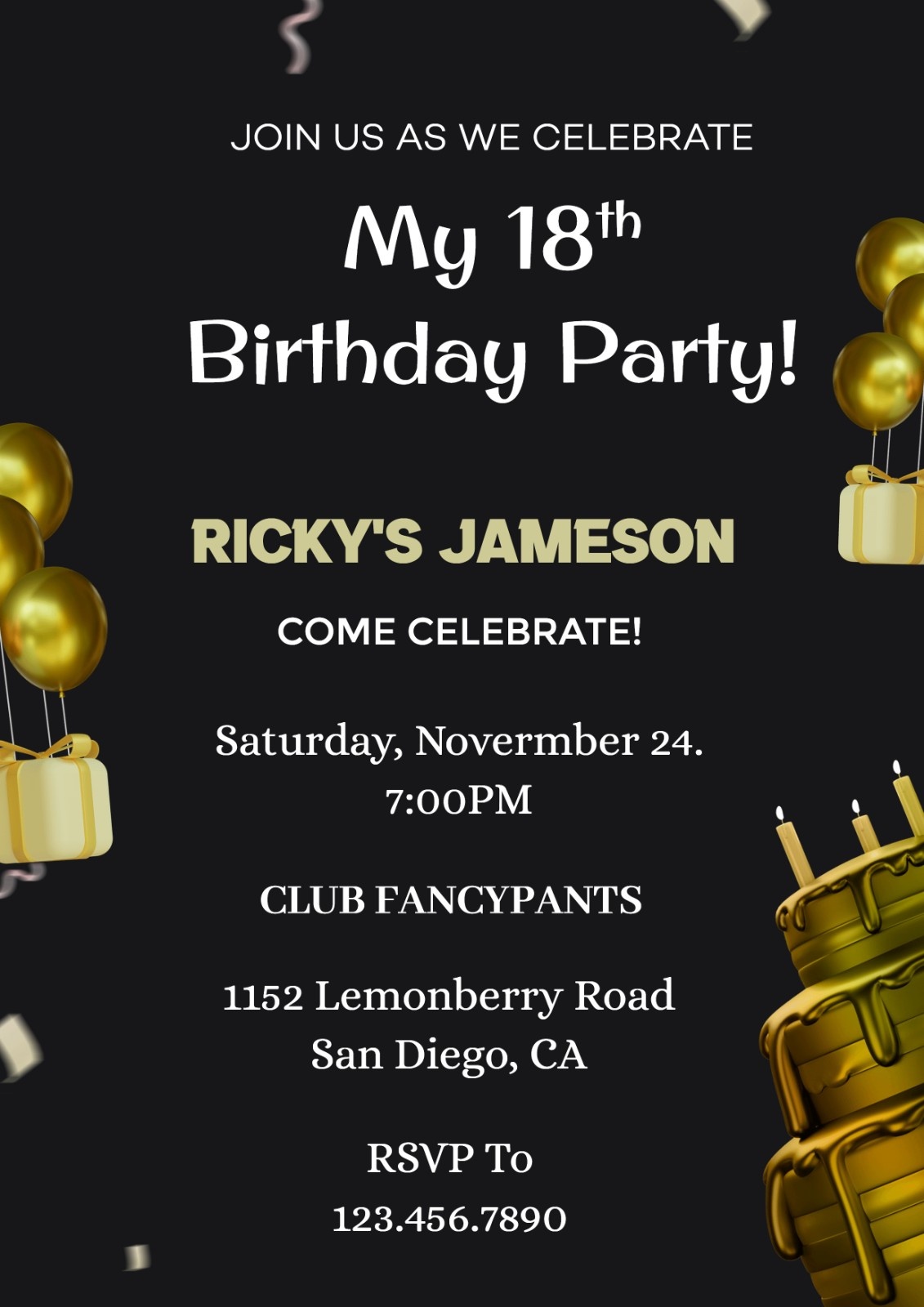 Man 18th Birthday Invitation Card Celebration
