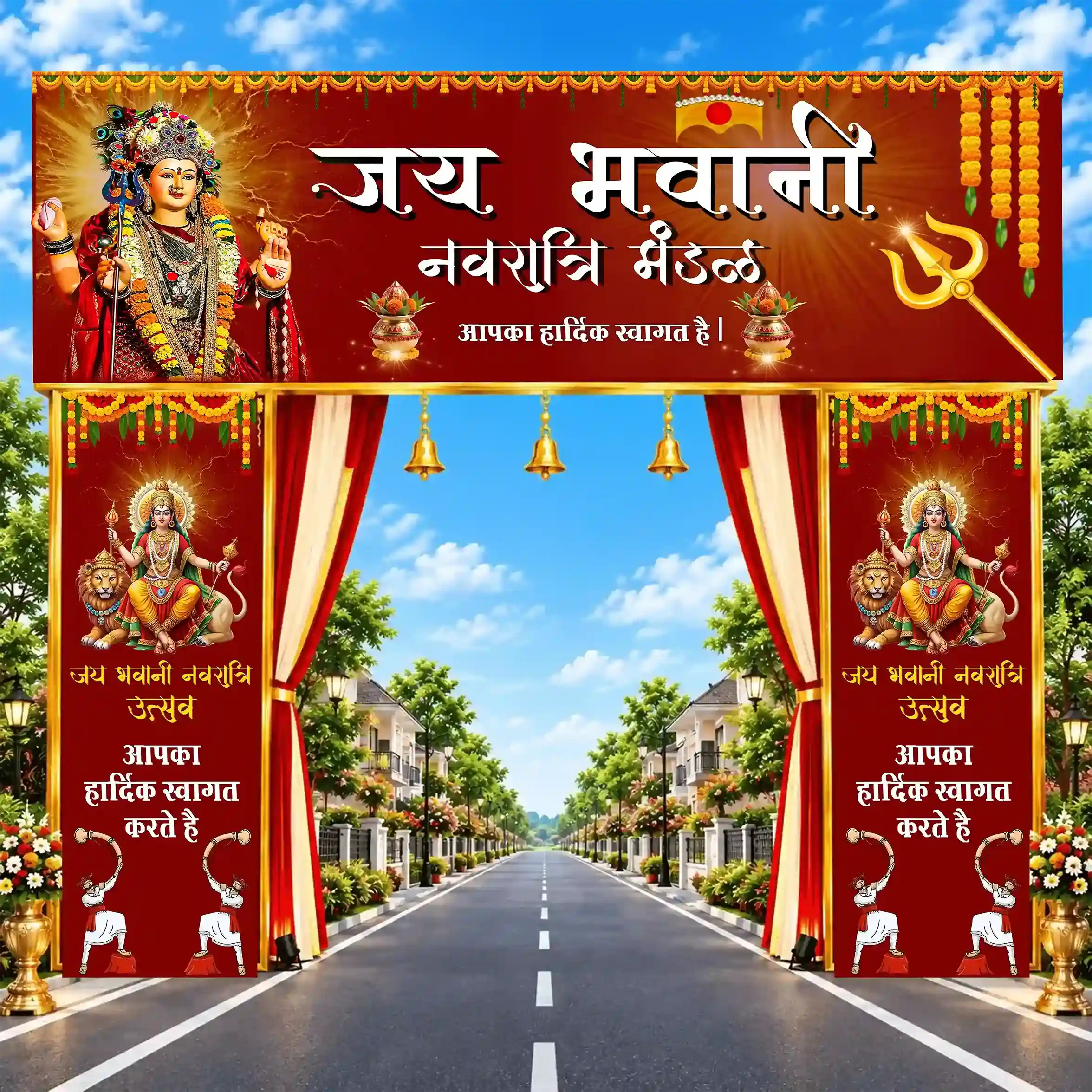 New Navratri 2D Mandap Design Ideas for Mandal Decoration