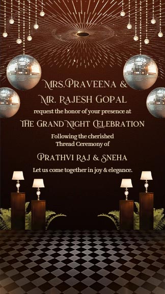 Sparkling Night Party Invitation Card with Disco Theme