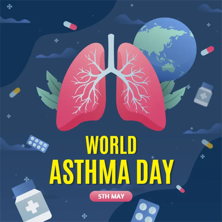 Editable World Asthma Day Image in English for Sharing