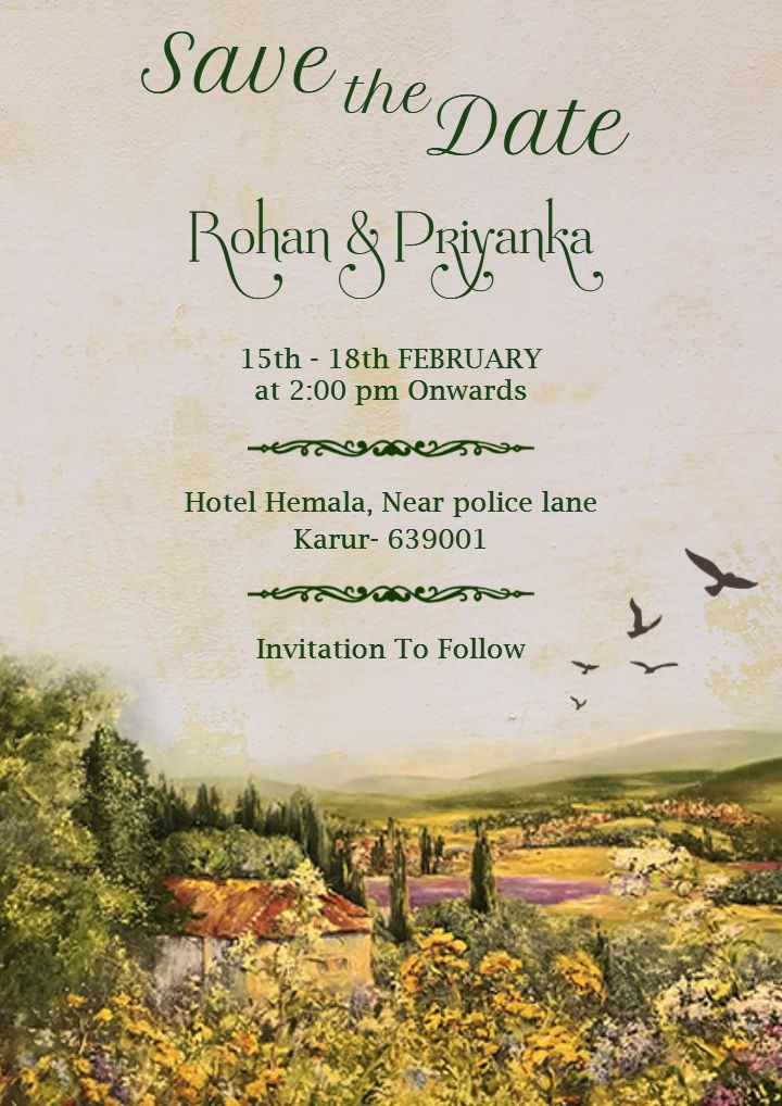 Rustic Wedding Save the Date With Countryside Charm
