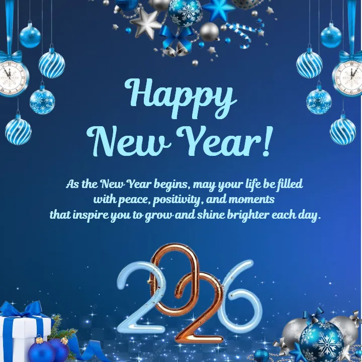 Editable and printable Happy New Year 2026 English Wishes