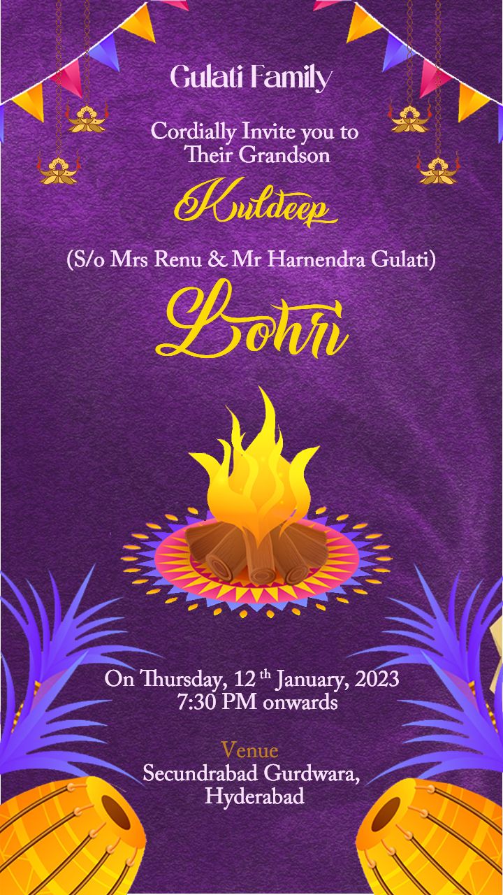 Stunning Lohri Invitation Card Online Free with Photo