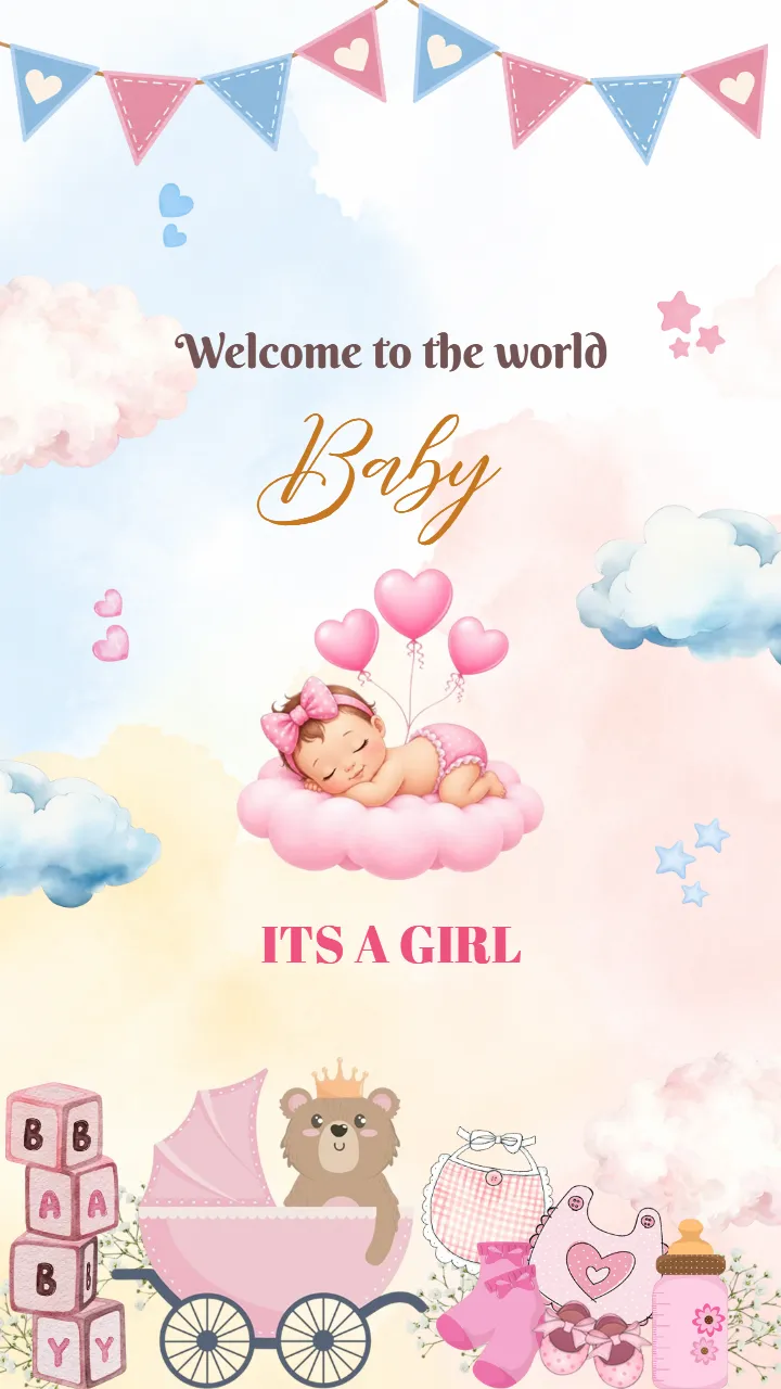 Baby Girl Announcement Video Templates for New Parents