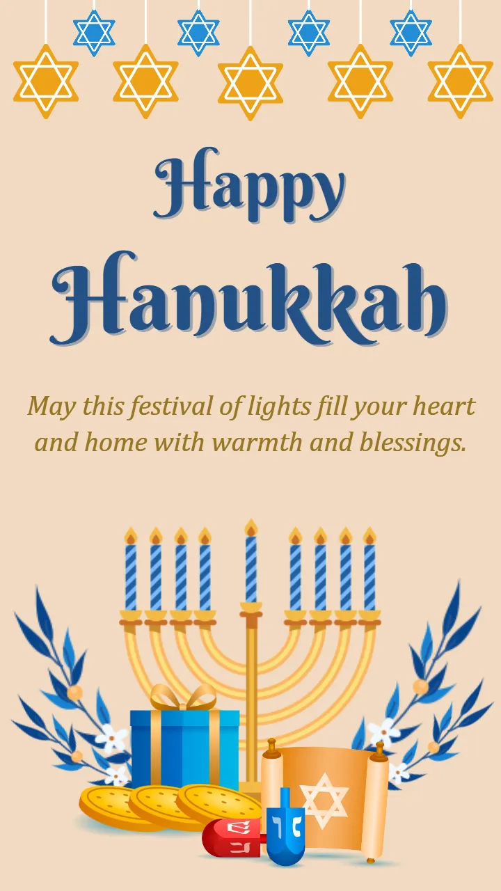 Happy Hanukkah Image of Lights Greeting Card Wishes
