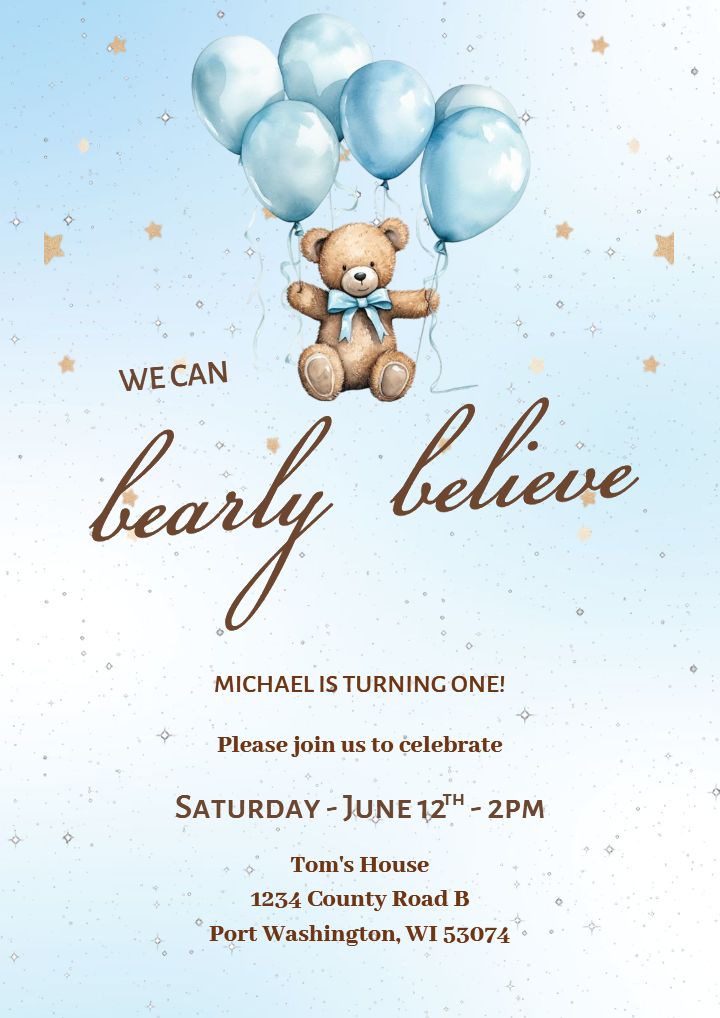Adorable 1st Birthday Invitation Card for Baby Boy