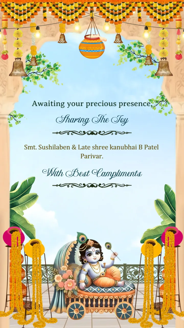 baby shower invitation cards Krishna themed templates