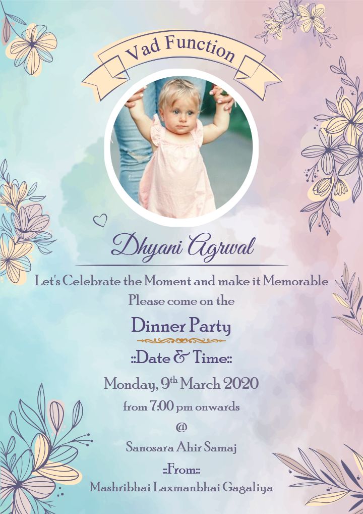 Vad Function Invitation To Celebrate Special Day