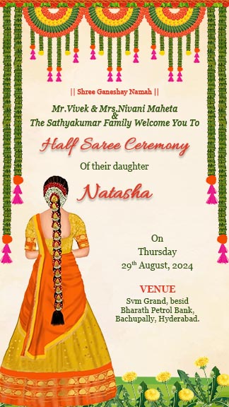 2 9K  Free Half Saree Function Invitation Templates