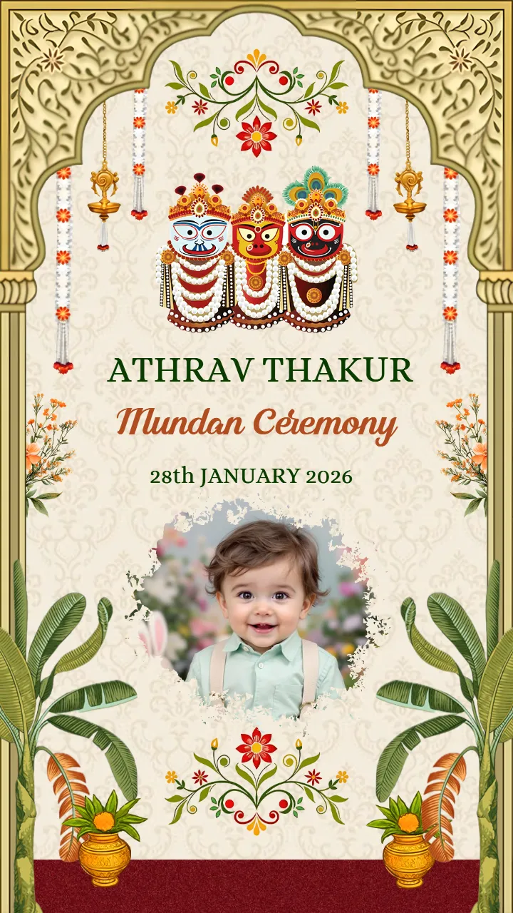 Mundan Ceremony Invitation with Divine Ganesha Blessings