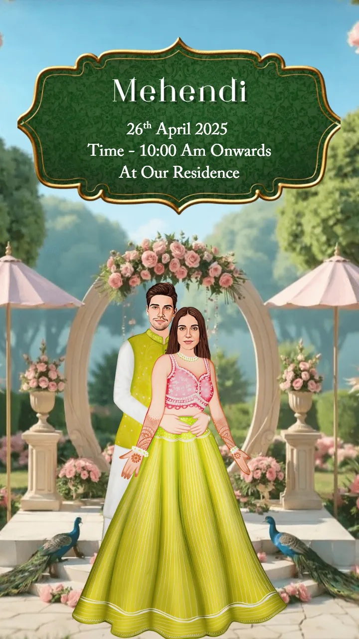 3d wedding invitation video with Animated Couple Caricature