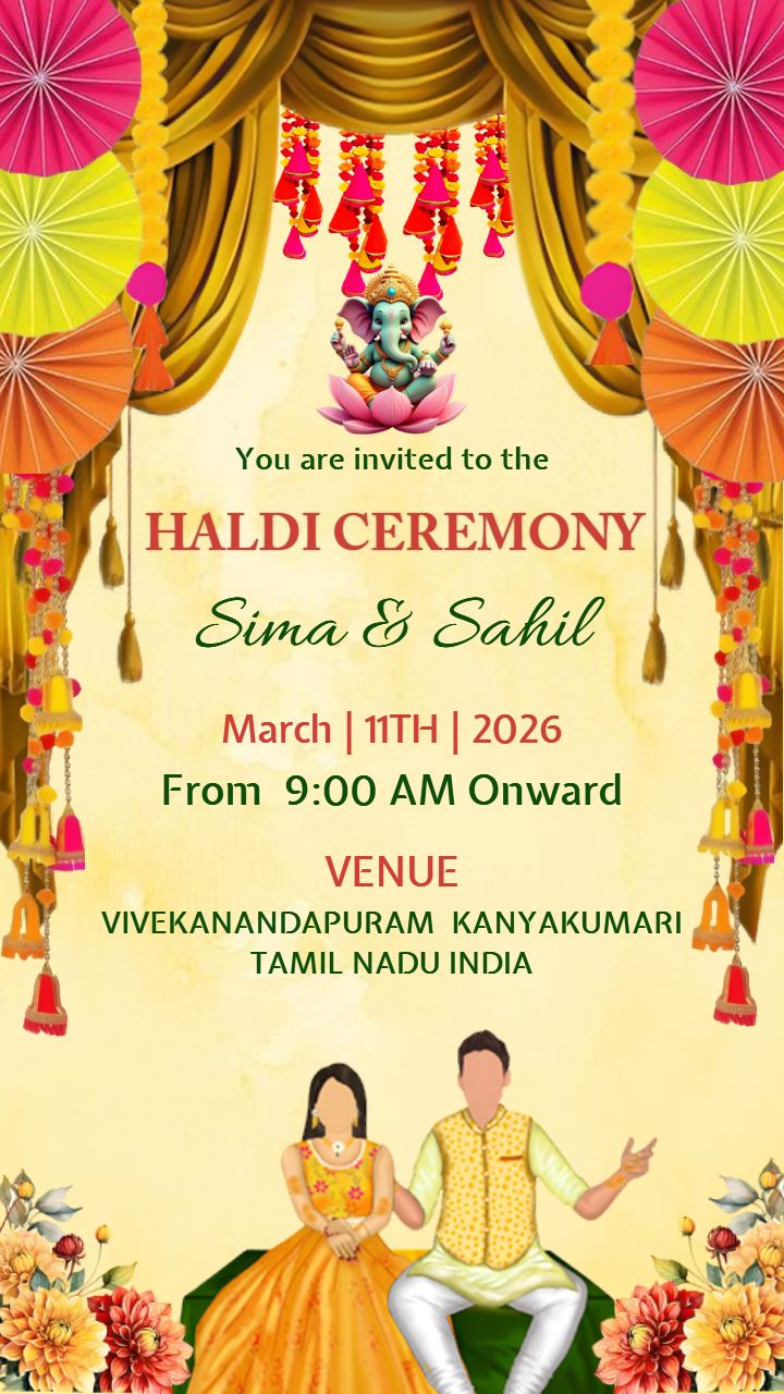 Ethnic Haldi Ceremony Invitation in Colorful Layout