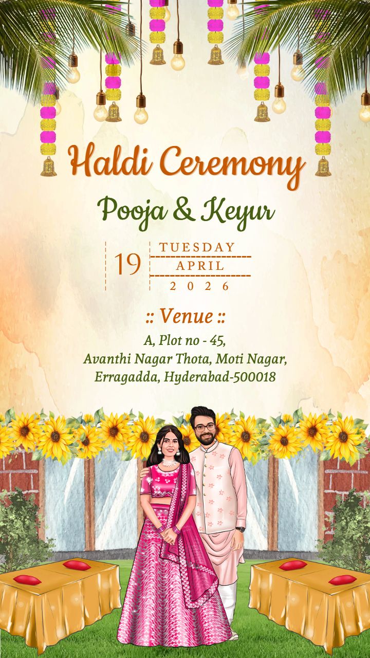 Haldi Ceremony Invitation Card Maker with Floral Theme