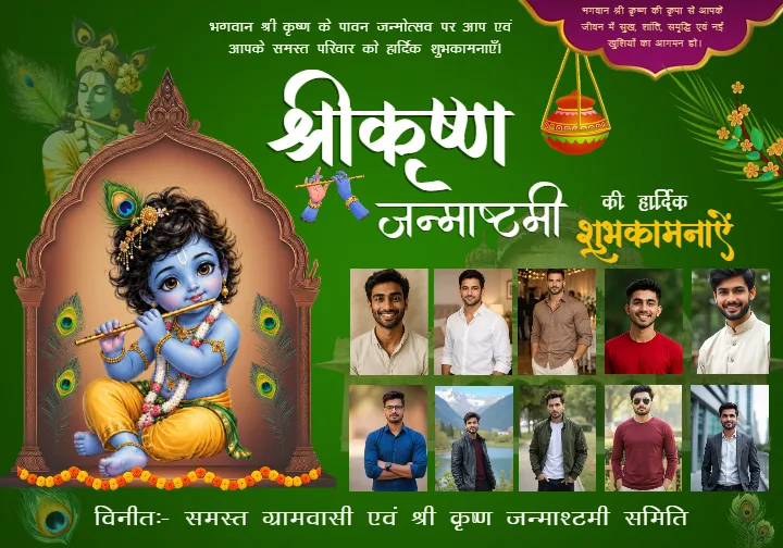 Janmashtami Festival Banner Maker to Customize Your Design