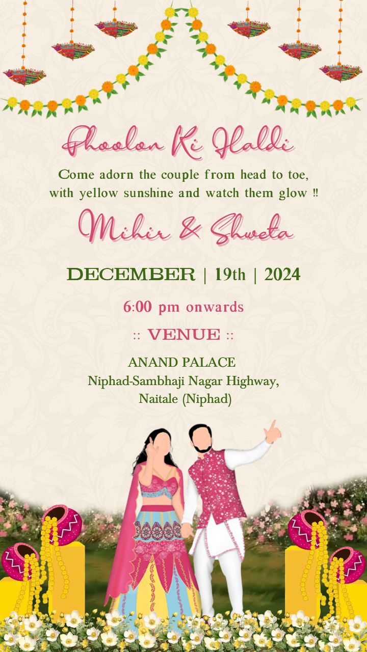 Colorful Haldi Ceremony Invitation with Indian Theme