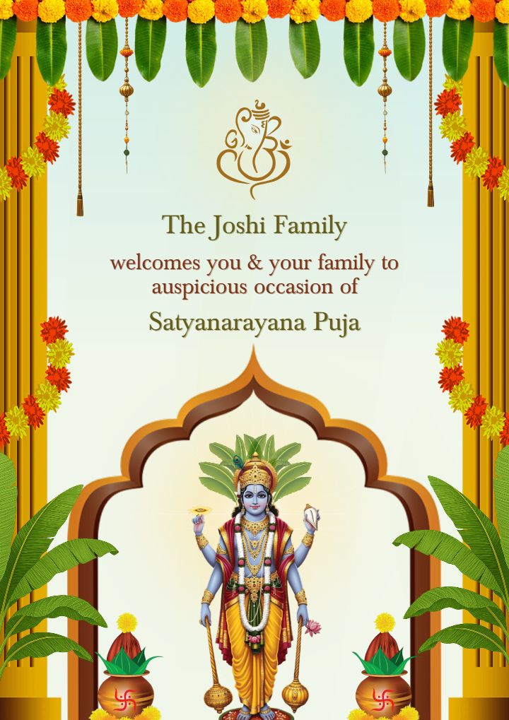Satyanarayana Pooja Welcome Board Palm Tree Theme