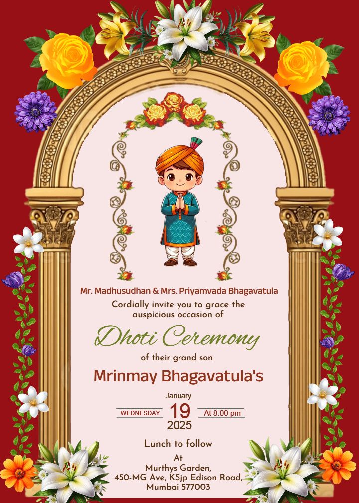 Dhoti Function Invitation Template