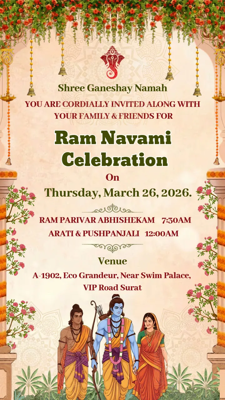 Personalized Ram Navami Invitation Card in English Download