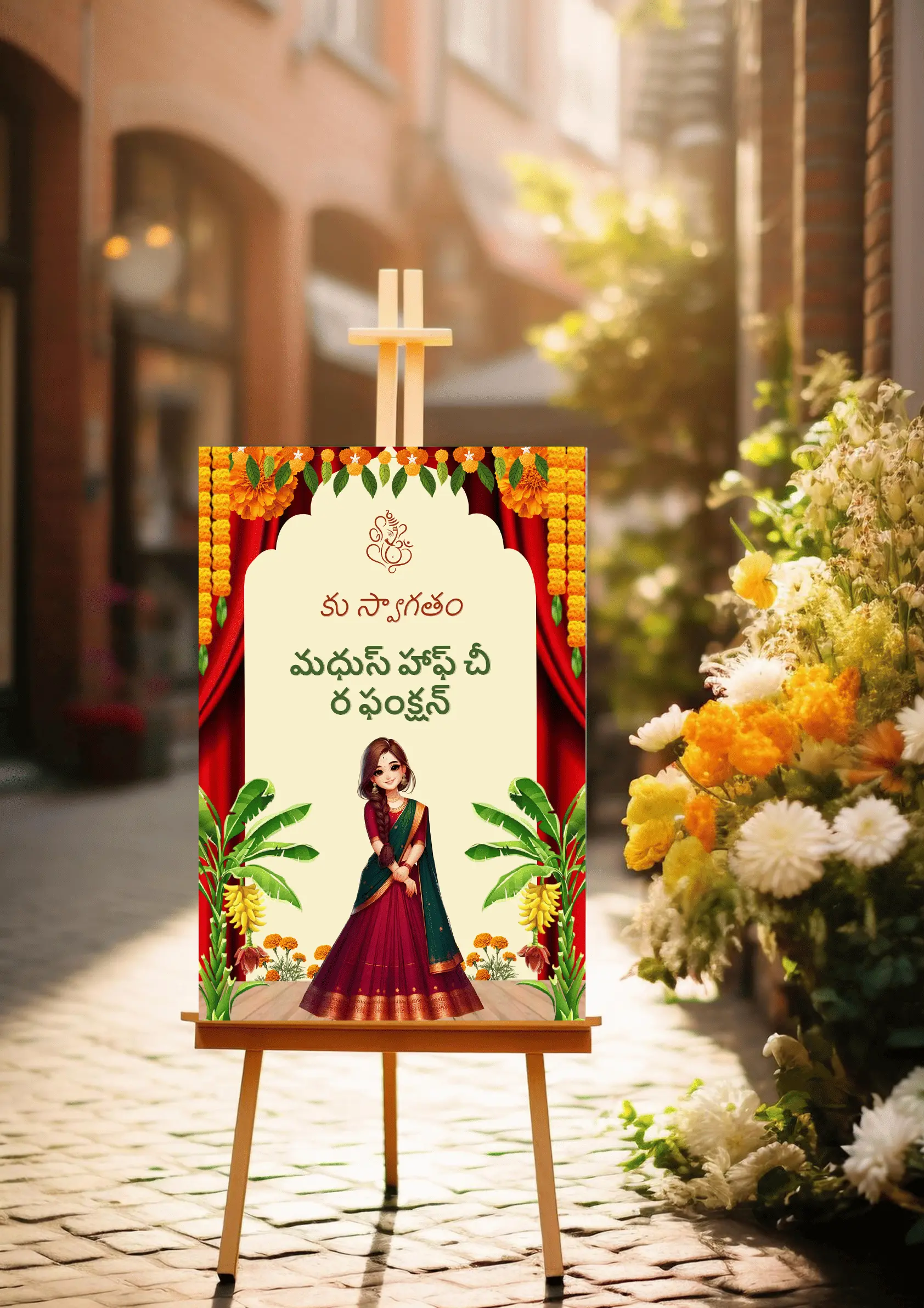 Half Saree Function Welcome Board In English