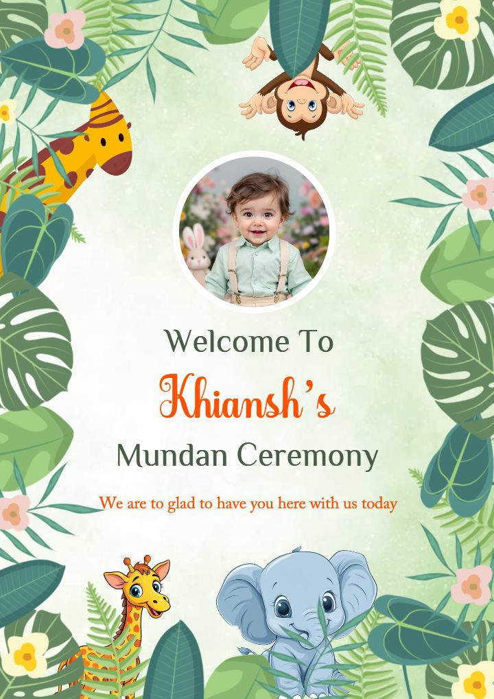 Baby Boy Mundan Ceremony Welcome Board Template