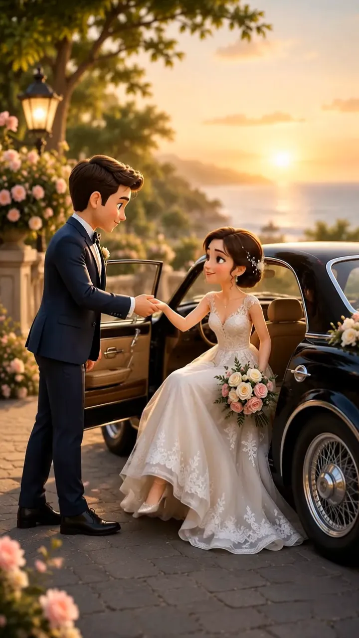 3D Wedding Save The Date Video with Couple Cartoon Theme