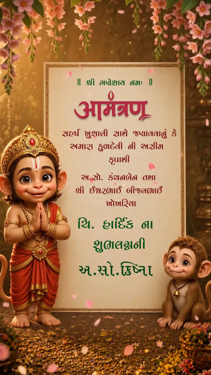 Creative 3D Hanuman Theme Baby Shower Invitation Video Maker