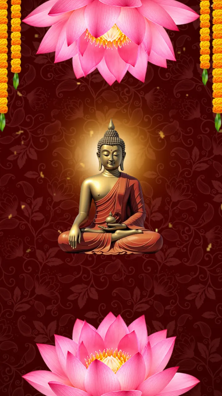 Buddhist Marriage Invitation Video with Maroon Floral Design