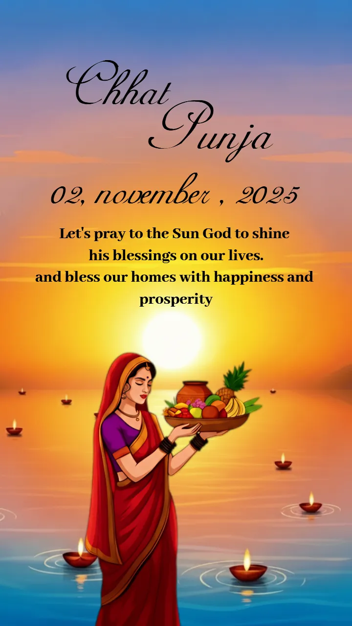 Free Chhath Puja Invitation Card with Modern Design English