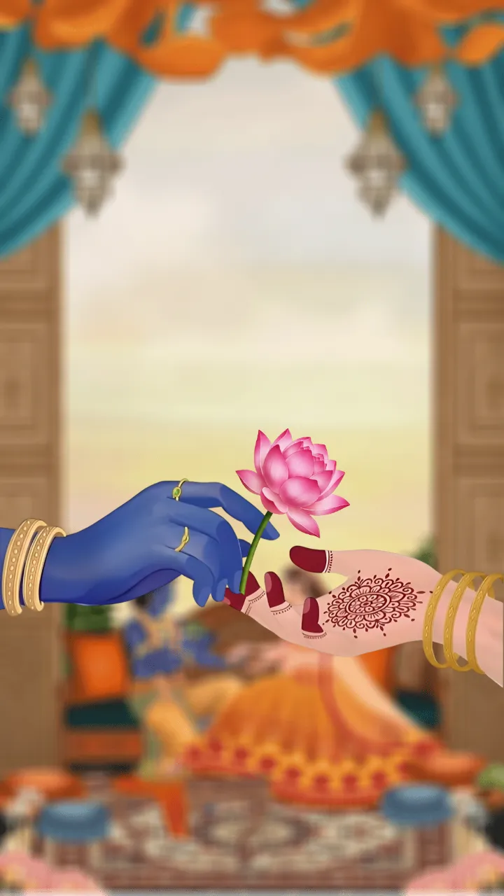 Wedding invitation video with Divine Radha Krishna Artwork